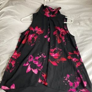 Catherine Malandrino Floral Sleeveless Collared Blouse